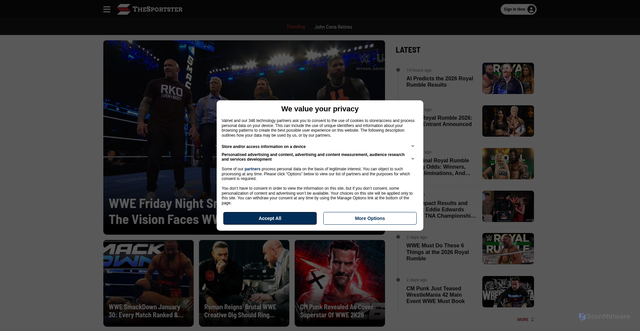 Security scan screenshot of https://www.thesportster.com
