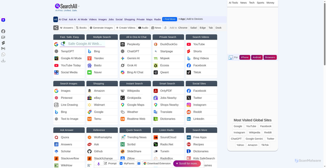 Security scan screenshot of https://searchall.net/