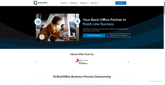 Security scan screenshot of https://iqbackoffice.com
