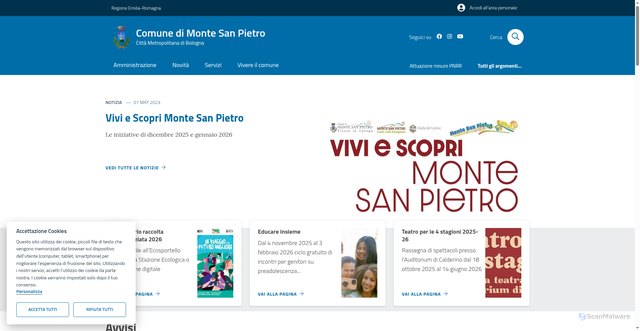 Security scan screenshot of https://www.comune.montesanpietro.bo.it/