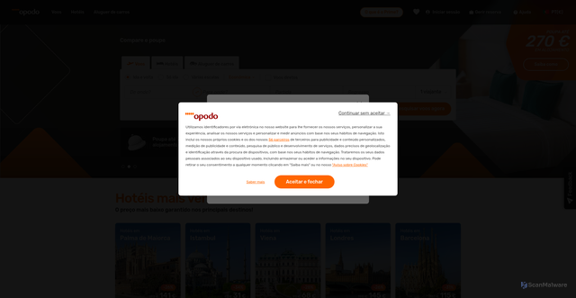 Security scan screenshot of https://www.opodo.pt