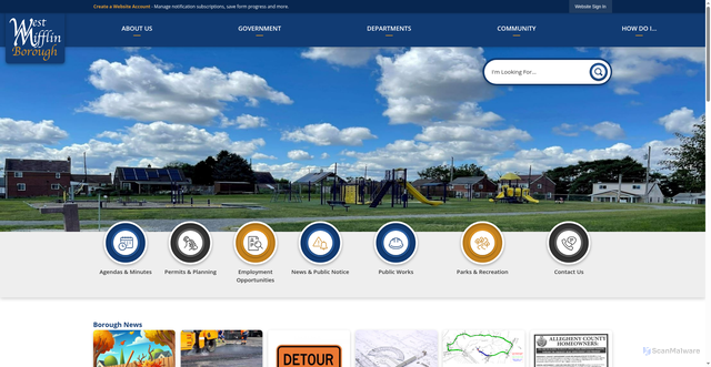 Security scan screenshot of https://westmifflin.gov/
