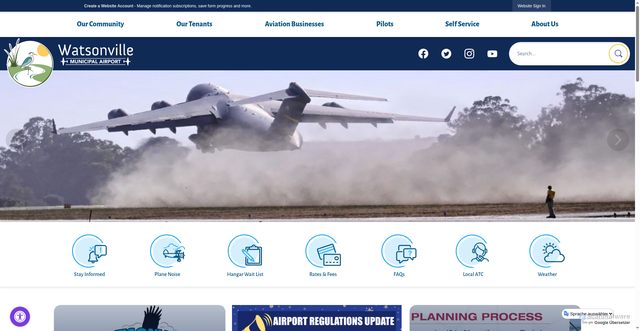 Security scan screenshot of https://watsonville.gov/2322/Airport