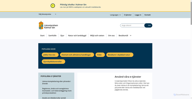Security scan screenshot of https://www.lansstyrelsen.se/kalmar