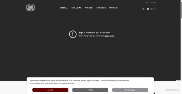 Security scan screenshot of https://www.rossinioperafestival.it/