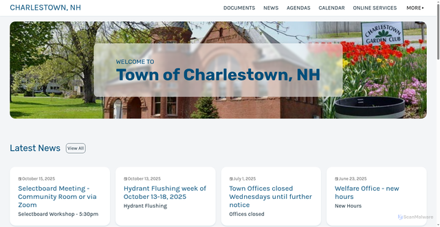 Security scan screenshot of https://charlestown-nh.gov/