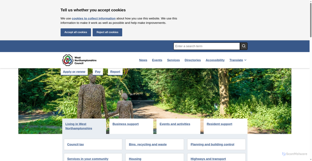 Security scan screenshot of https://www.westnorthants.gov.uk/