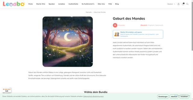 Security scan screenshot of https://lenabo.com/products/geburt-des-mondes-1?srsltid=AfmBOooj7D15VzskklE7VExsgcBp0WZ5tfnwlkEXiQpc2R5rwSjNR_6i