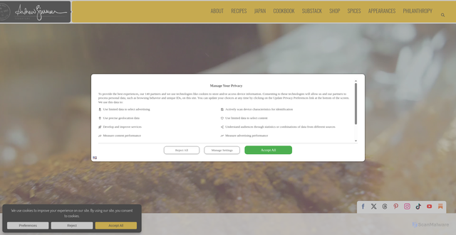 Security scan screenshot of https://andrewzimmern.com