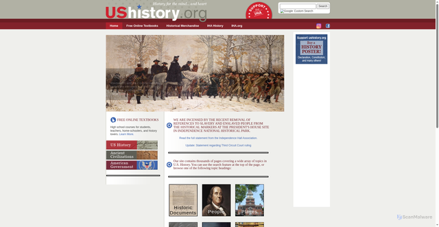 Security scan screenshot of https://www.ushistory.org