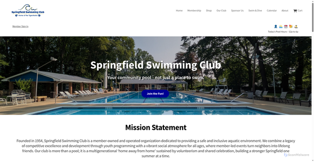 Security scan screenshot of https://swimspringfield.org/