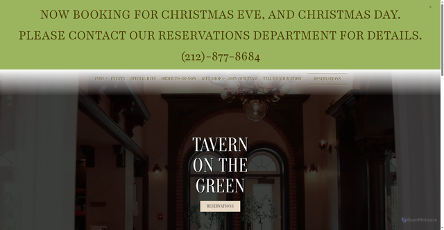 Security scan screenshot of https://www.tavernonthegreen.com/