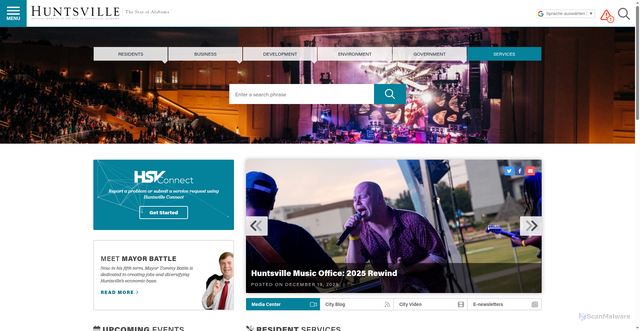 Security scan screenshot of https://www.huntsvilleal.gov/