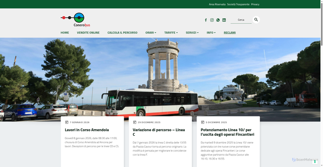 Security scan screenshot of https://www.conerobus.it/