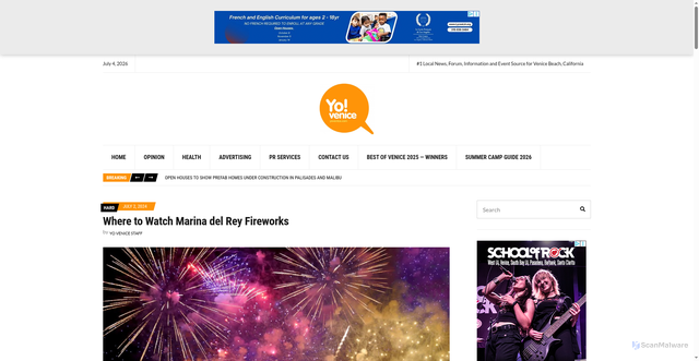 Security scan screenshot of https://yovenice.com/2024/07/02/where-to-watch-marina-del-rey-fireworks/