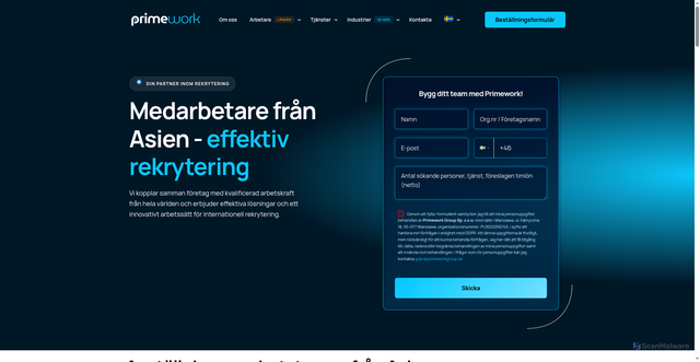 Security scan screenshot of https://primeworkgroup.se