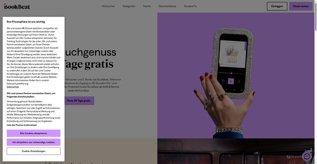 Security scan screenshot of https://www.bookbeat.com/