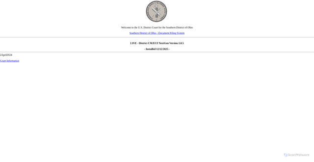 Security scan screenshot of https://ecf.ohsd.uscourts.gov