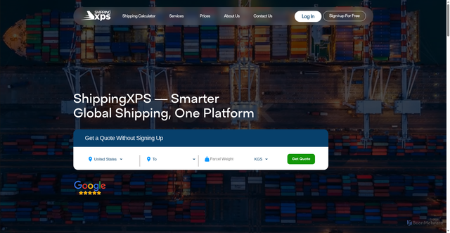 Security scan screenshot of https://shippingxps.com/