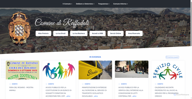Security scan screenshot of https://comune.raffadali.ag.it/home.php