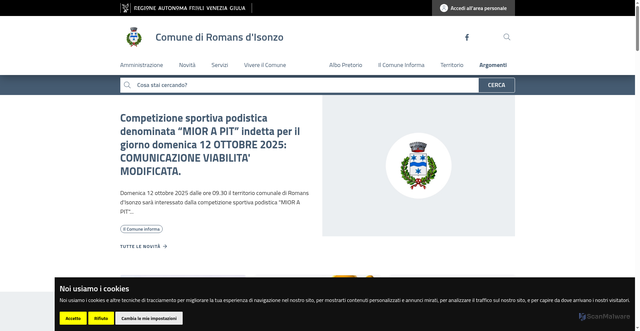Security scan screenshot of https://www.comune.romans.go.it/