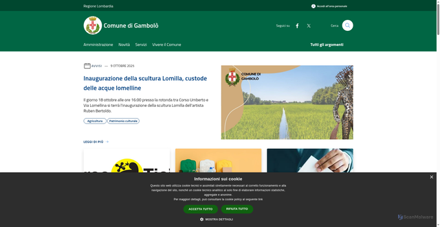 Security scan screenshot of https://www.comune.gambolo.pv.it/it