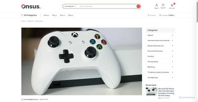 Security scan screenshot of https://allelectromarket.com/category/machinery/