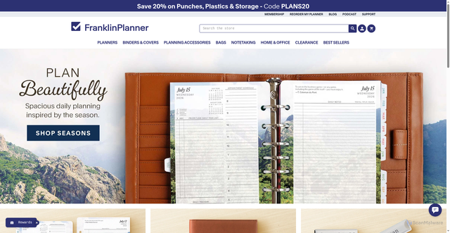 Security scan screenshot of https://store.franklinplanner.com