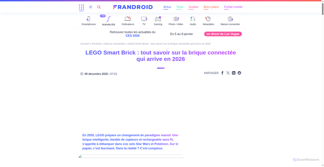 Security scan screenshot of https://www.frandroid.com/produits-android/maison-connectee/2902811_lego-smart-brick-tout-savoir-sur-la-brique-connectee-qui-arrive-en-2026