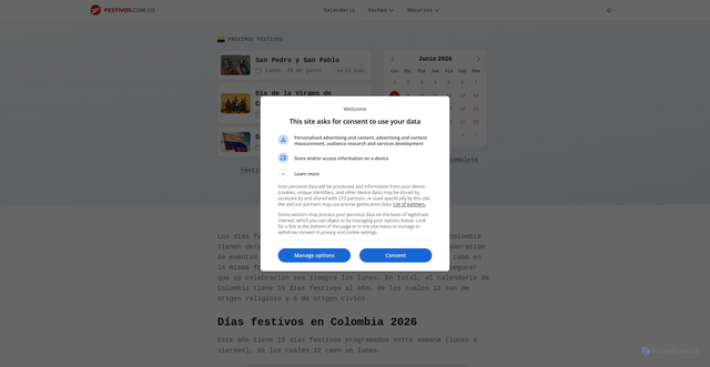 Security scan screenshot of https://www.festivos.com.co