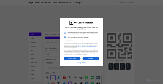 Security scan screenshot of https://high-qr-code-generator.com