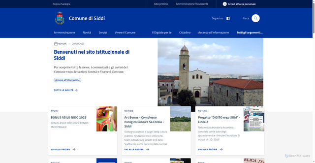 Security scan screenshot of https://www.comune.siddi.su.it/