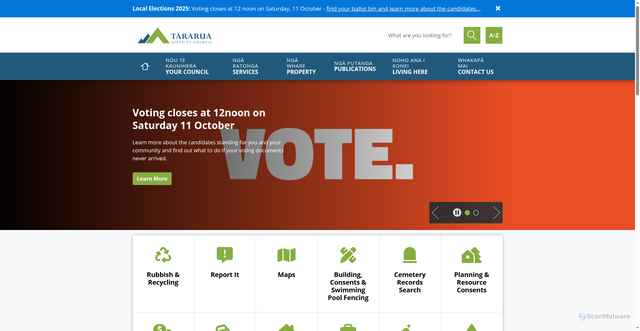 Security scan screenshot of https://www.tararuadc.govt.nz/