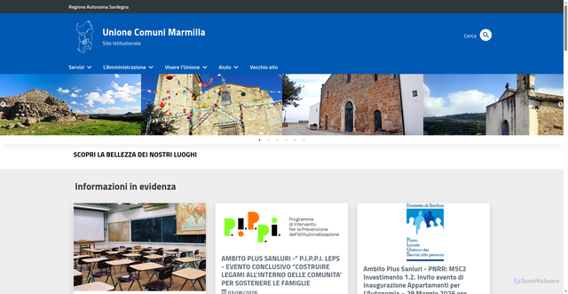 Security scan screenshot of https://www.unionecomunimarmilla.it