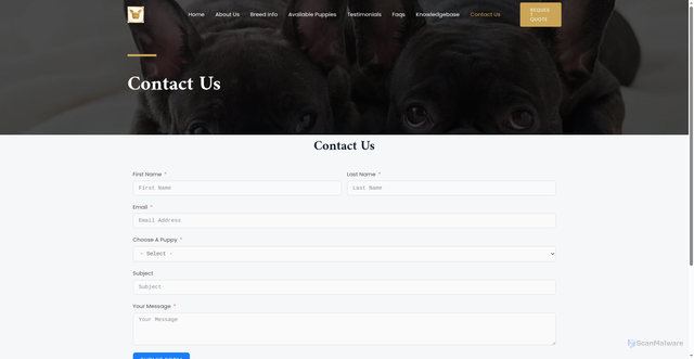 Security scan screenshot of https://frenchielegacy.com/contact-us