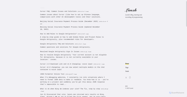 Security scan screenshot of https://lanxk-blog-xy0wt032ut.edgeone.dev/