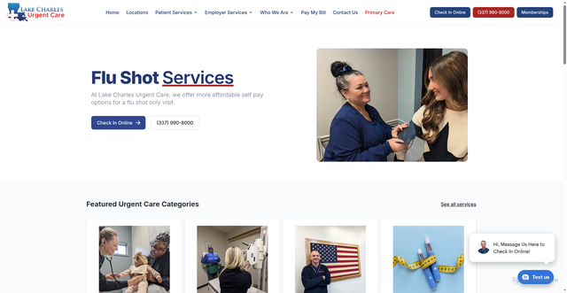 Security scan screenshot of https://lakecharlesurgentcare.com/services/flu-shot-services/