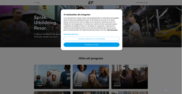 Security scan screenshot of https://www.ef.se/