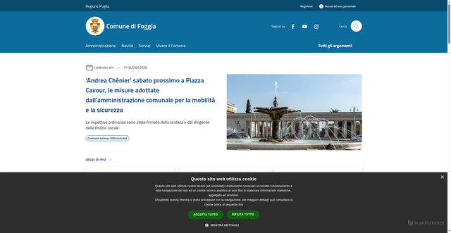 Security scan screenshot of https://www.comune.foggia.it