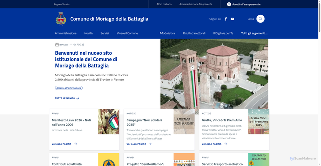 Security scan screenshot of https://www.comune.moriago.tv.it/