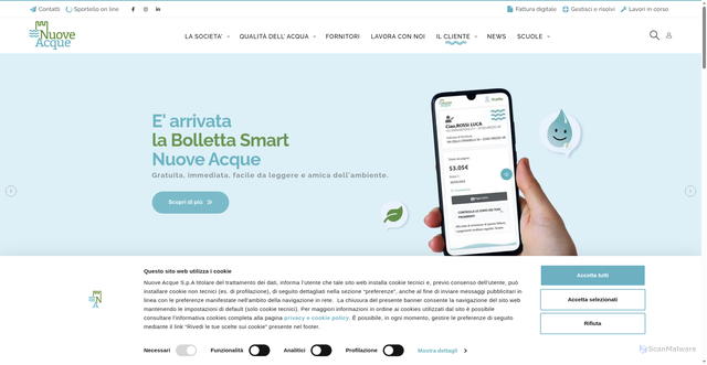 Security scan screenshot of https://www.nuoveacque.it/