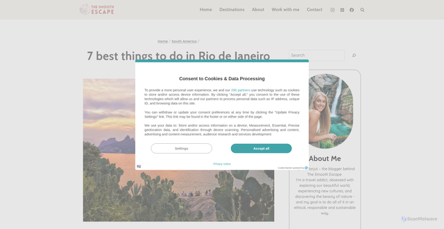 Security scan screenshot of https://www.thesmoothescape.com/best-things-to-do-in-rio-de-janeiro/