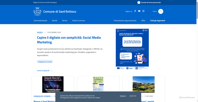 Security scan screenshot of https://comune.santantioco.su.it/portal
