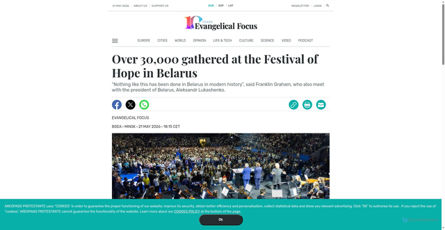 Security scan screenshot of https://evangelicalfocus.com/europe/34774/over-30000-gathered-at-the-festival-of-hope-in-belarus