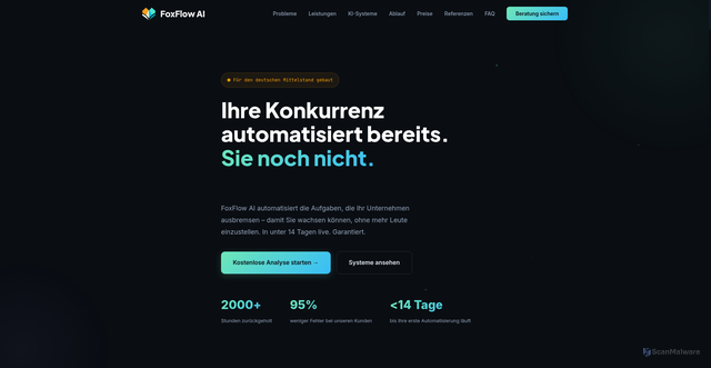 Security scan screenshot of https://foxflow.pro/