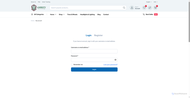 Security scan screenshot of https://amirity.com/my-account-2/