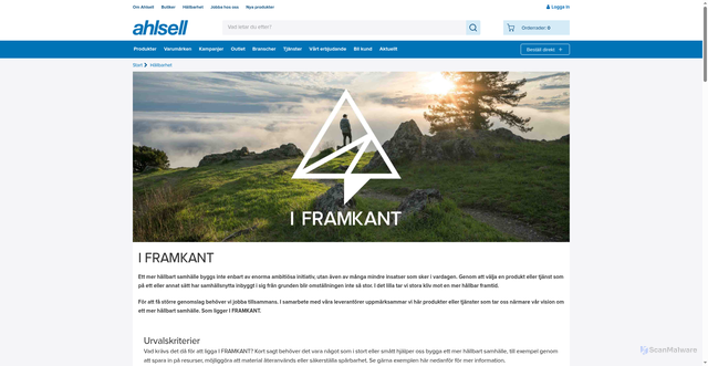 Security scan screenshot of https://www.ahlsell.se/hallbarhet/i-framkant?utm_campaign=R%c3%a4tt+Rustad+Aug+26&utm_medium=Ahlsell+Erbjudande&utm_source=BizWizard