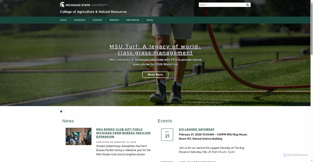 Security scan screenshot of https://canr.msu.edu