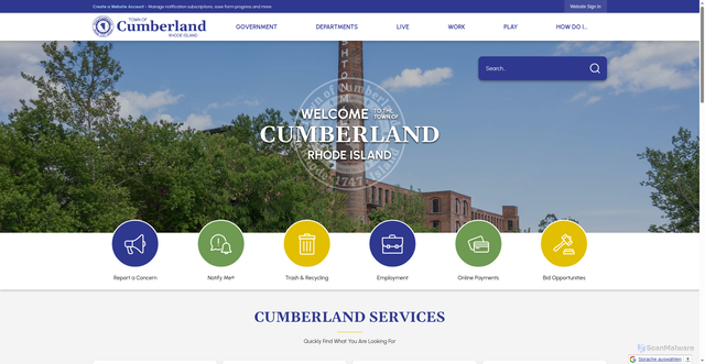 Security scan screenshot of https://cumberlandri.gov/