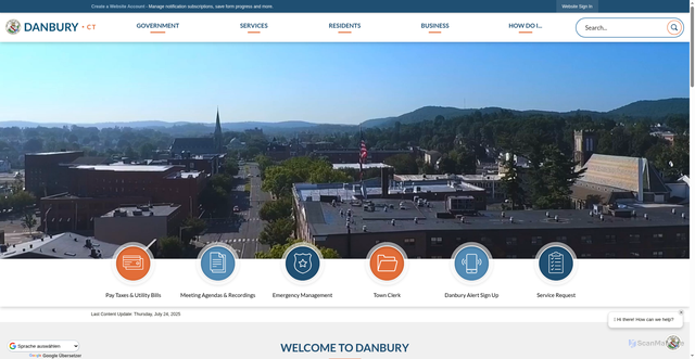 Security scan screenshot of https://danbury-ct.gov/